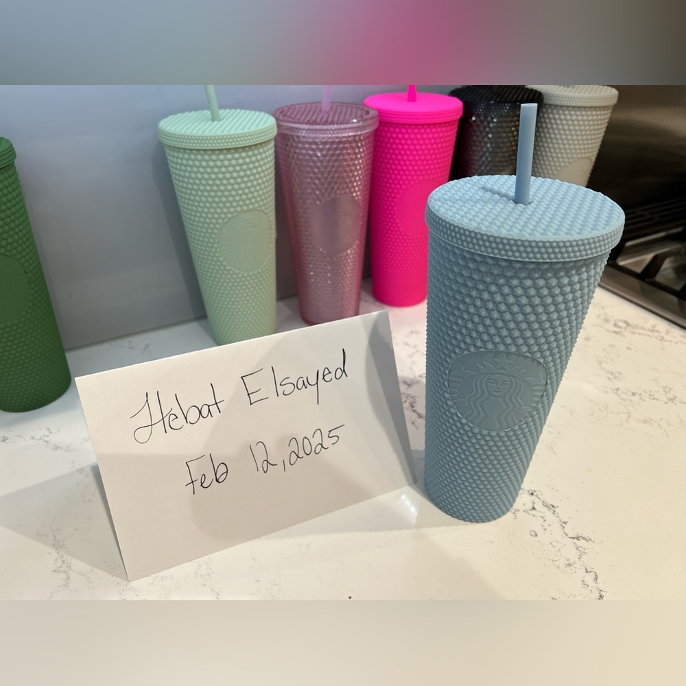 Starbucks Taiwan matte baby blue 24oz studded straw cup